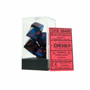 Chessex Gemini Polyhedral 7-Die Set – Black-Starlight w/red Card & Game Supplies 2