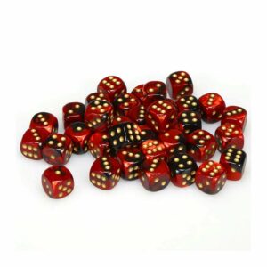 Chessex Gemini 12mm d6 Dice Blocks with pips Dice Blocks (36 Dice) – Black-Red w/gold Card & Game Supplies