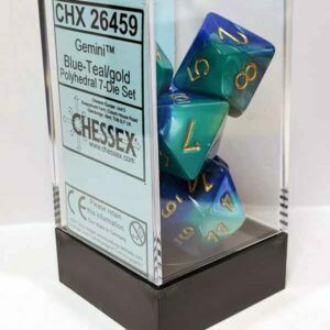 Chessex Gemini Polyhedral 7-Die Set – Blue-Teal w/gold Card & Game Supplies 2