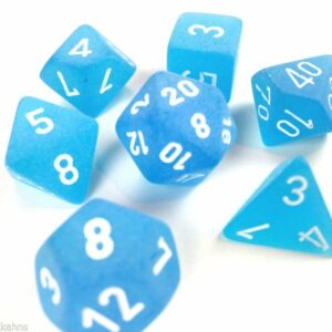 Chessex Frosted 7-Die Set – Carribean Blue w/white Card & Game Supplies