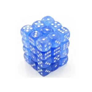 Chessex Borealis 12mm d6 Sky Blue/white Luminary Dice Block (36 dice) Card & Game Supplies